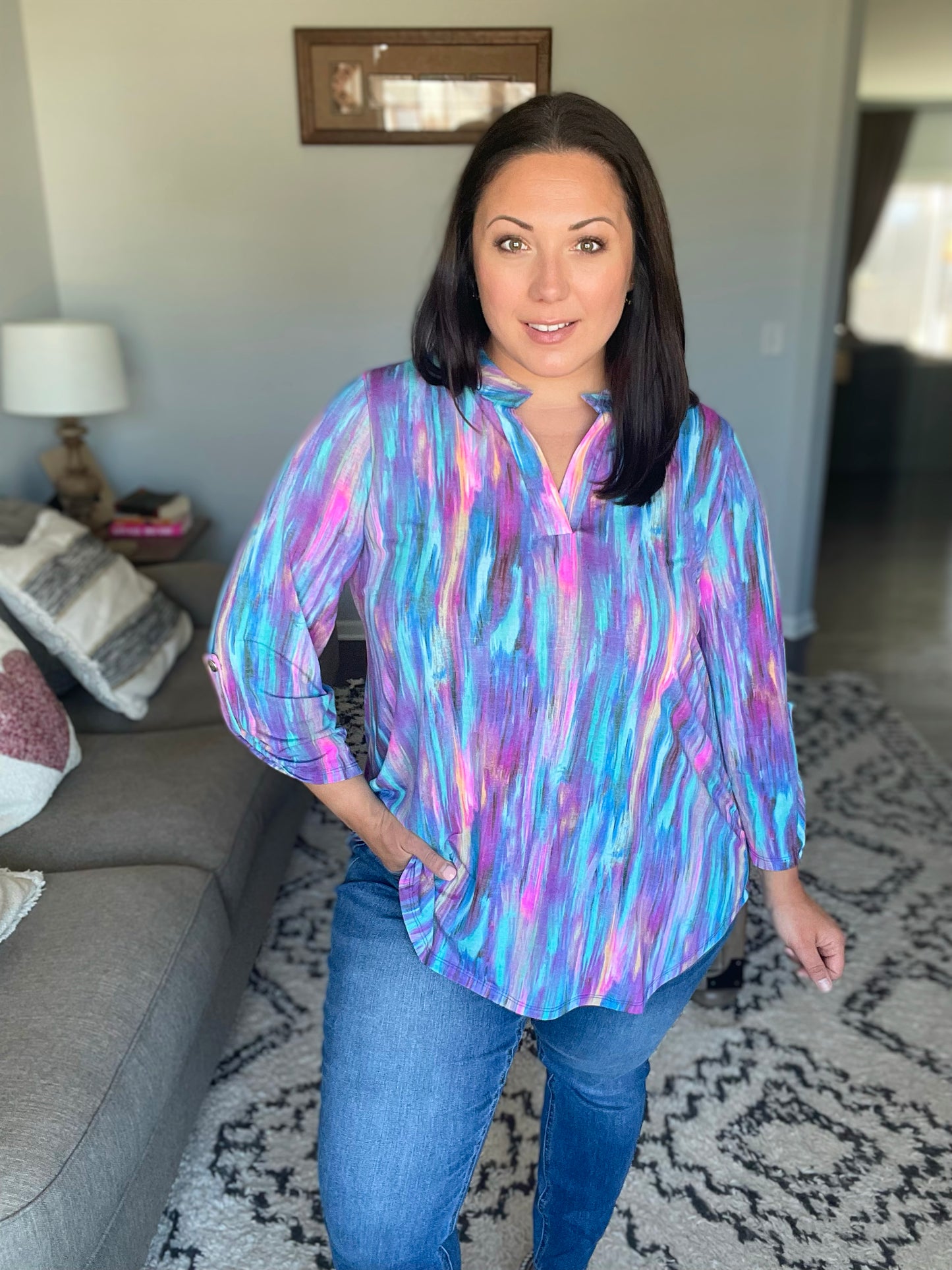 Little Lovely Blouse in Blue Multi