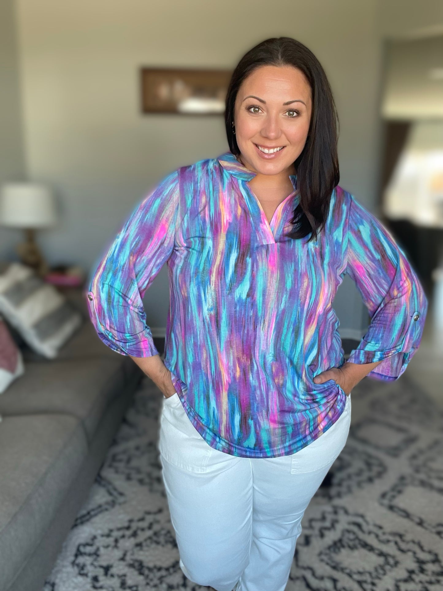 Little Lovely Blouse in Blue Multi