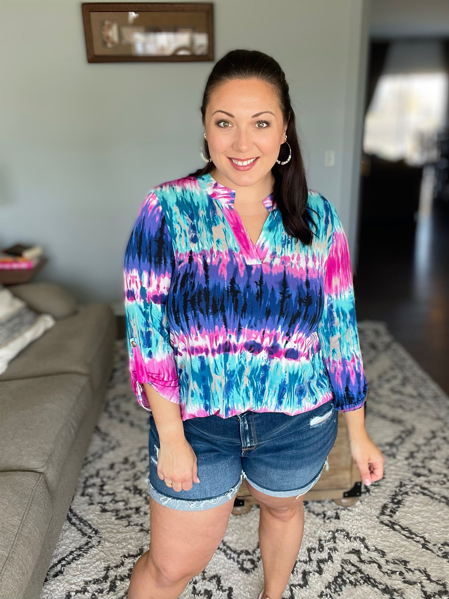 Little Lovely Lizzy Blouse in Tie Dye