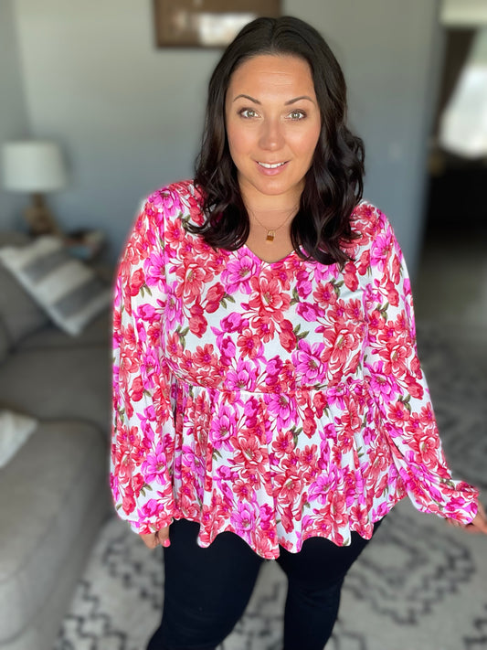 Smile Like You Mean It Floral Peplum