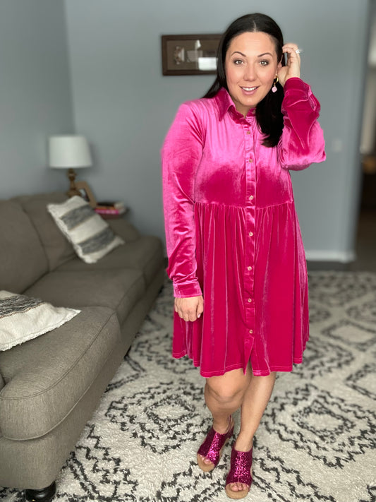 Velvet and Roses Velvet Shirtdress