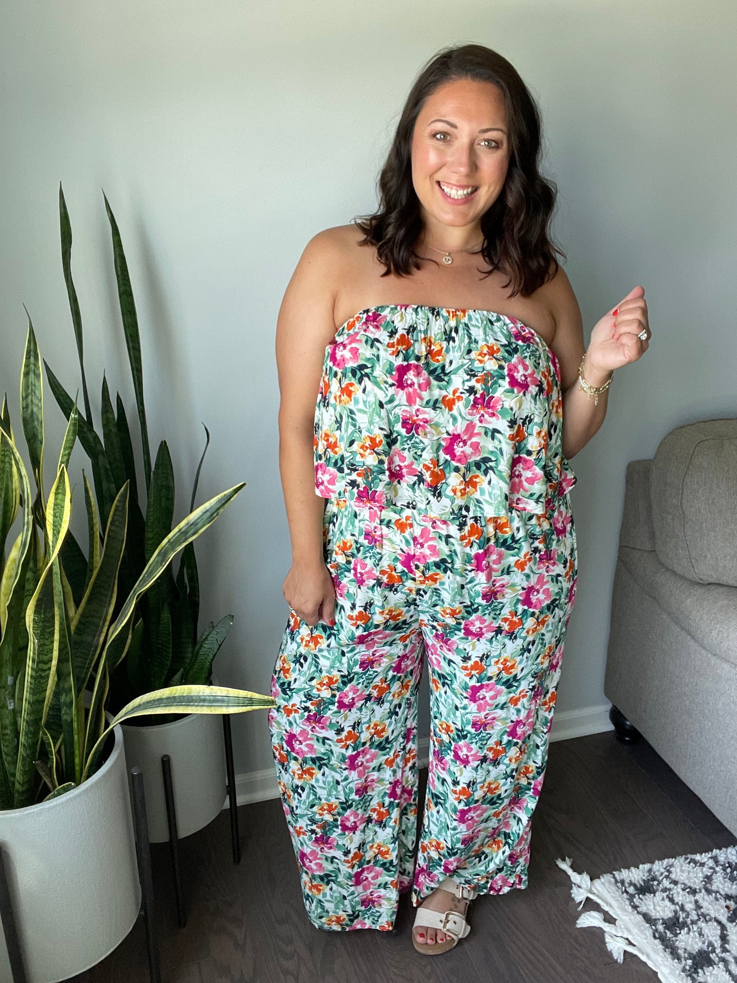 Life of the Party Floral Jumpsuit in Green