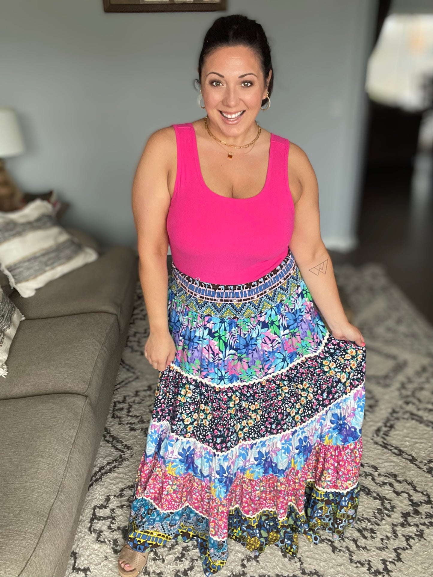 It's a Lifestyle Cropped Tank in Fuchsia