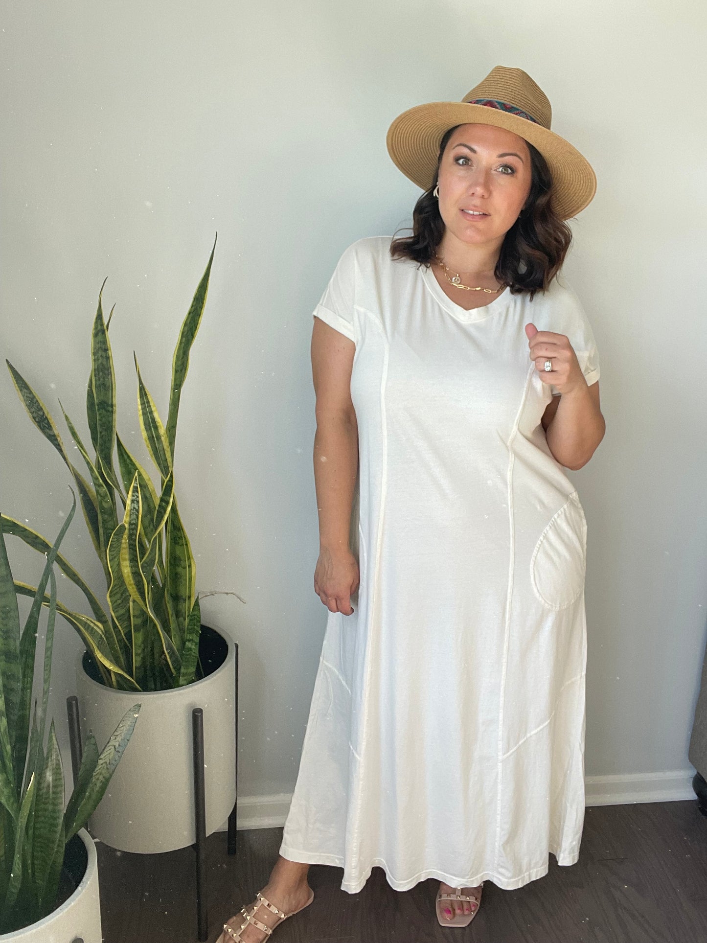 Modern Maritime Shift Maxi Dress