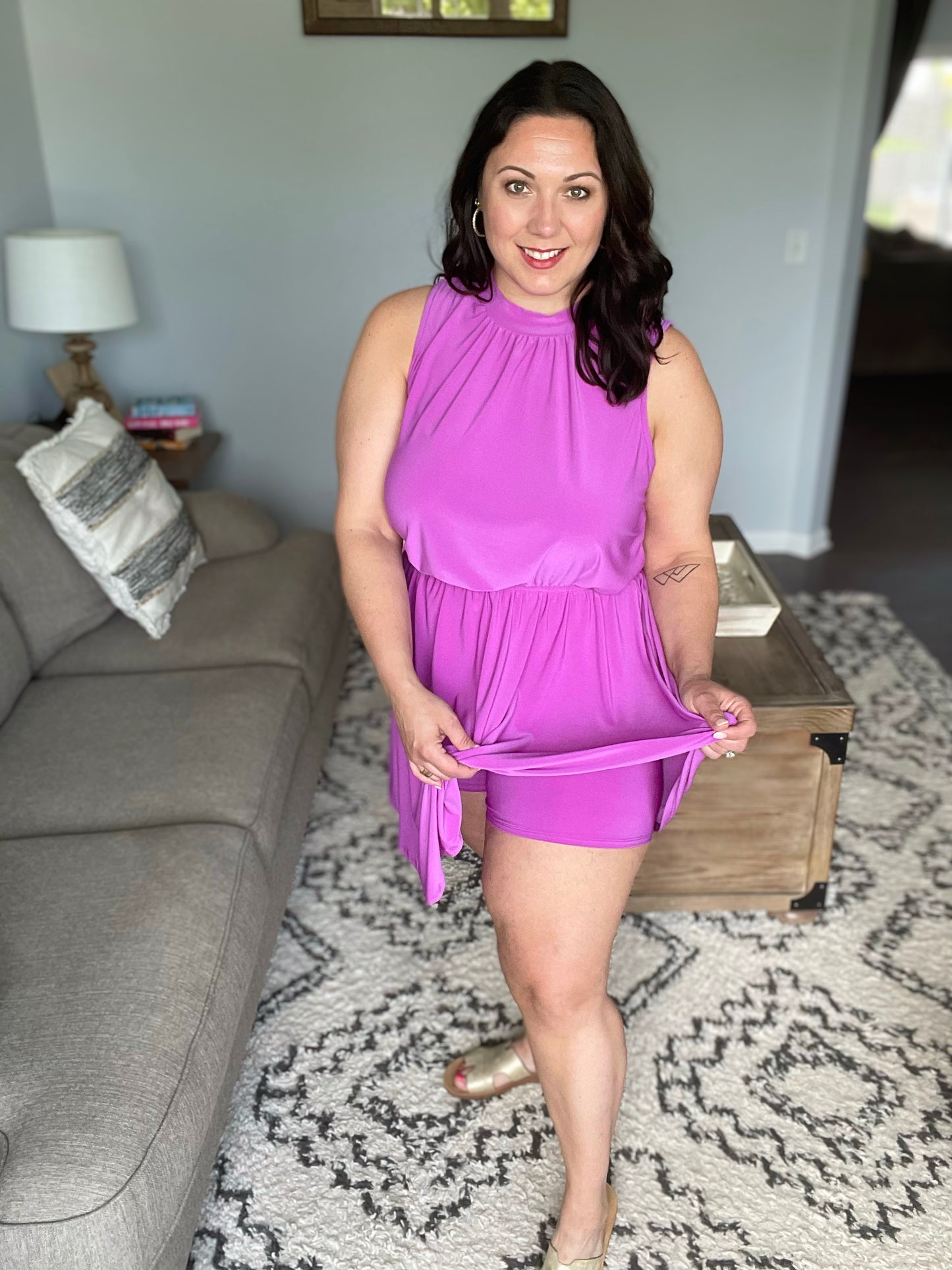 One Of Us Purple Romper Dress