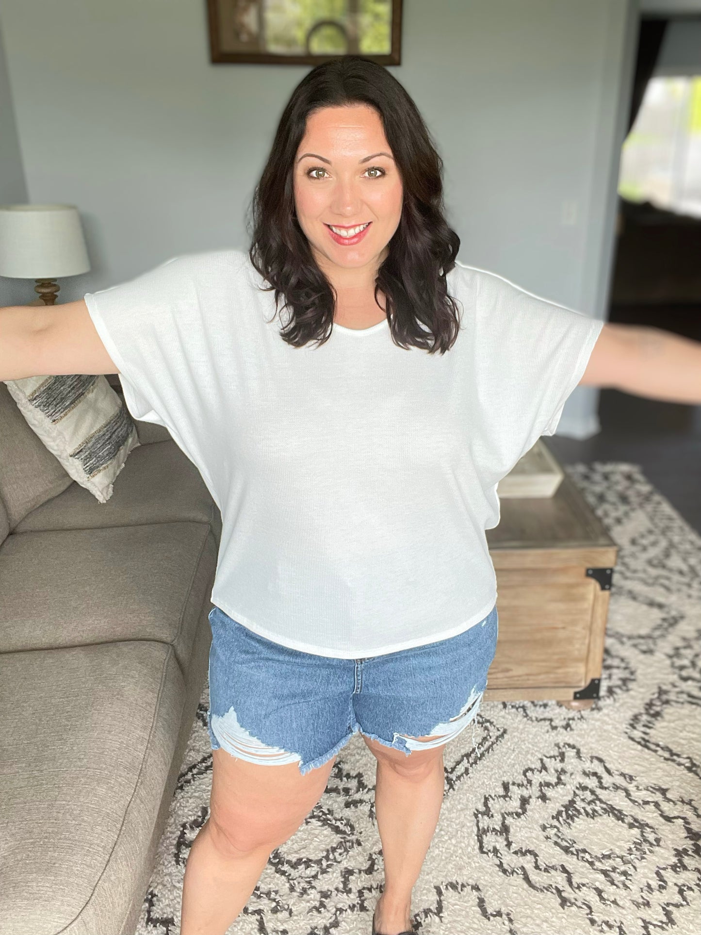 Big Sky Country Waffle Knit Top In White