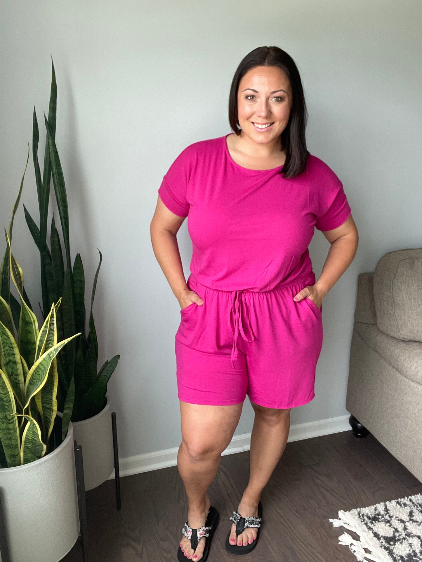 Real Cozy Romper in Magenta