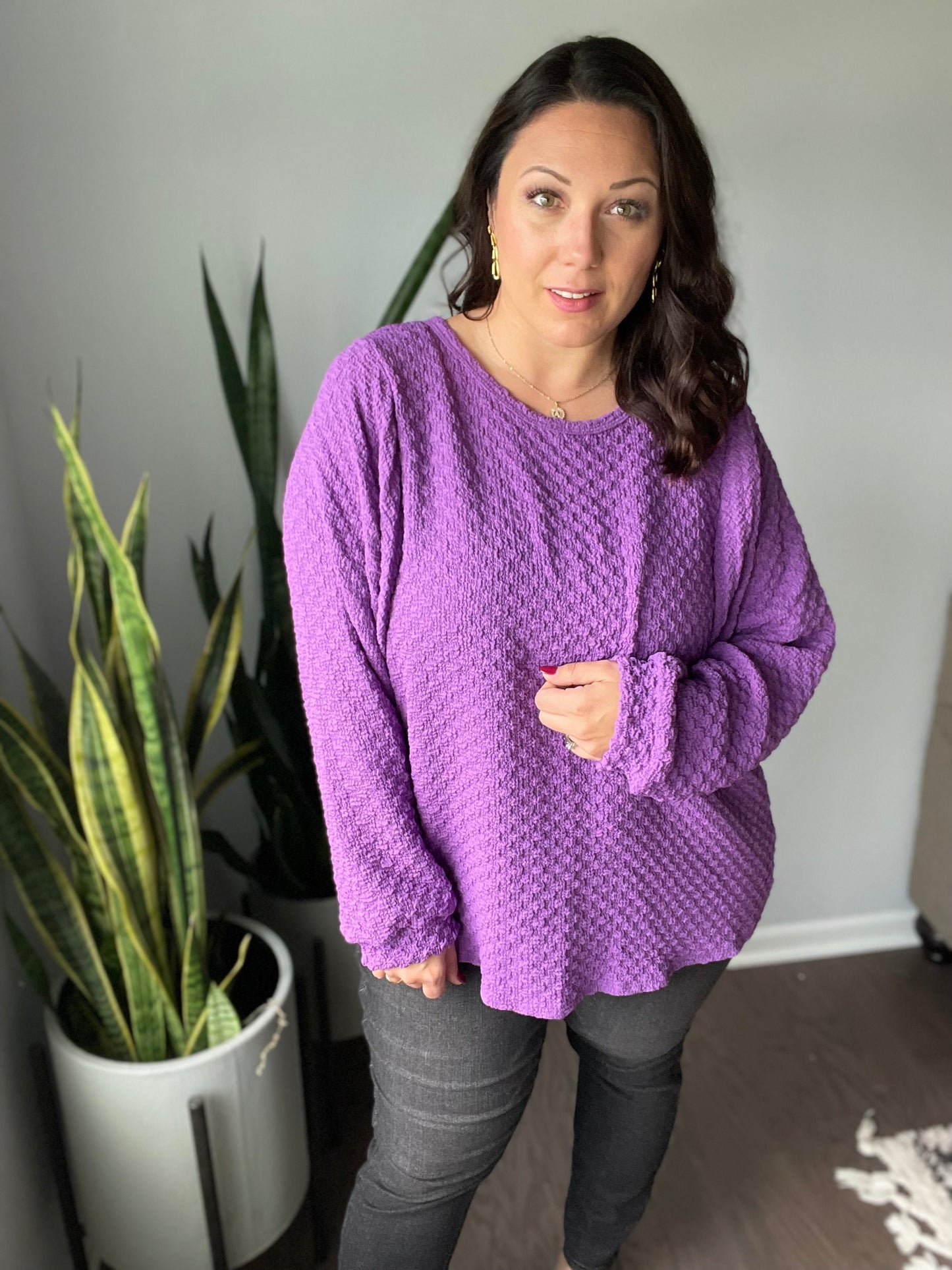 Textured Royal Purple Pullover