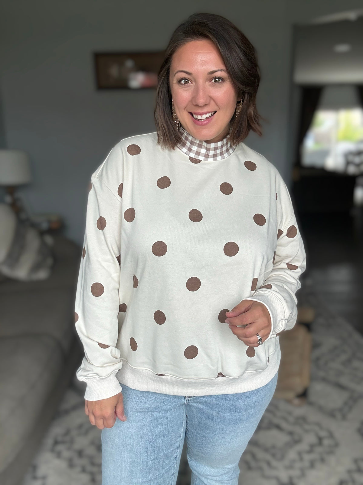 Dots & Plaid Forever Cozy Pullover Sweatshirt