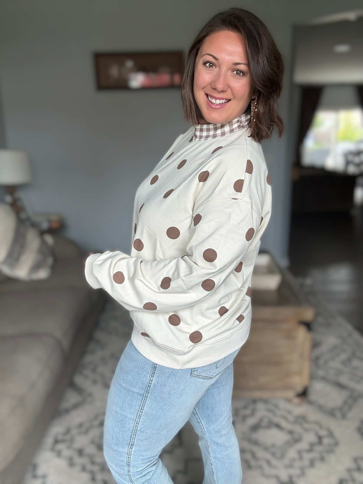 Dots & Plaid Forever Cozy Pullover Sweatshirt