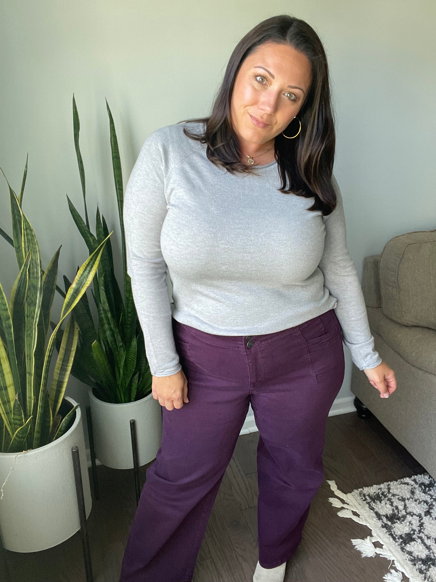 Petunia High Rise Wide Leg Jeans in Plum