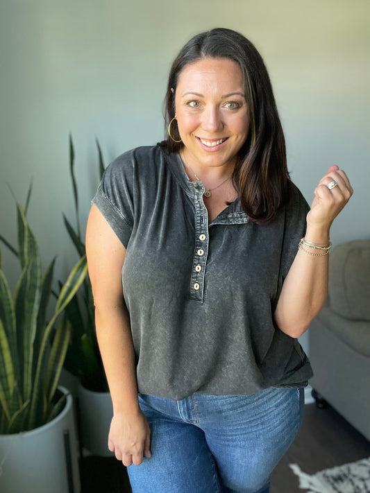 She's Alright Mineral Wash Sleeveless Henley