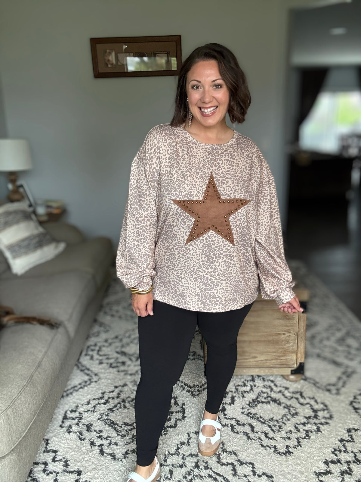 Wild Star Leopard Studded Sweatshirt
