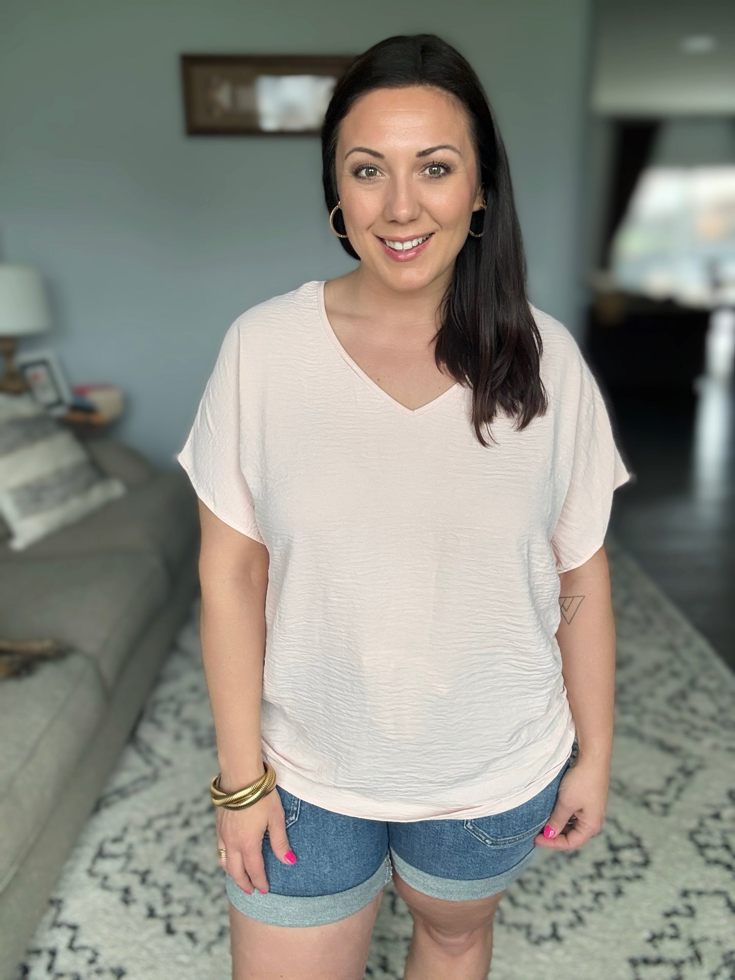 Frequently Asked Questions V-Neck Top in Blush