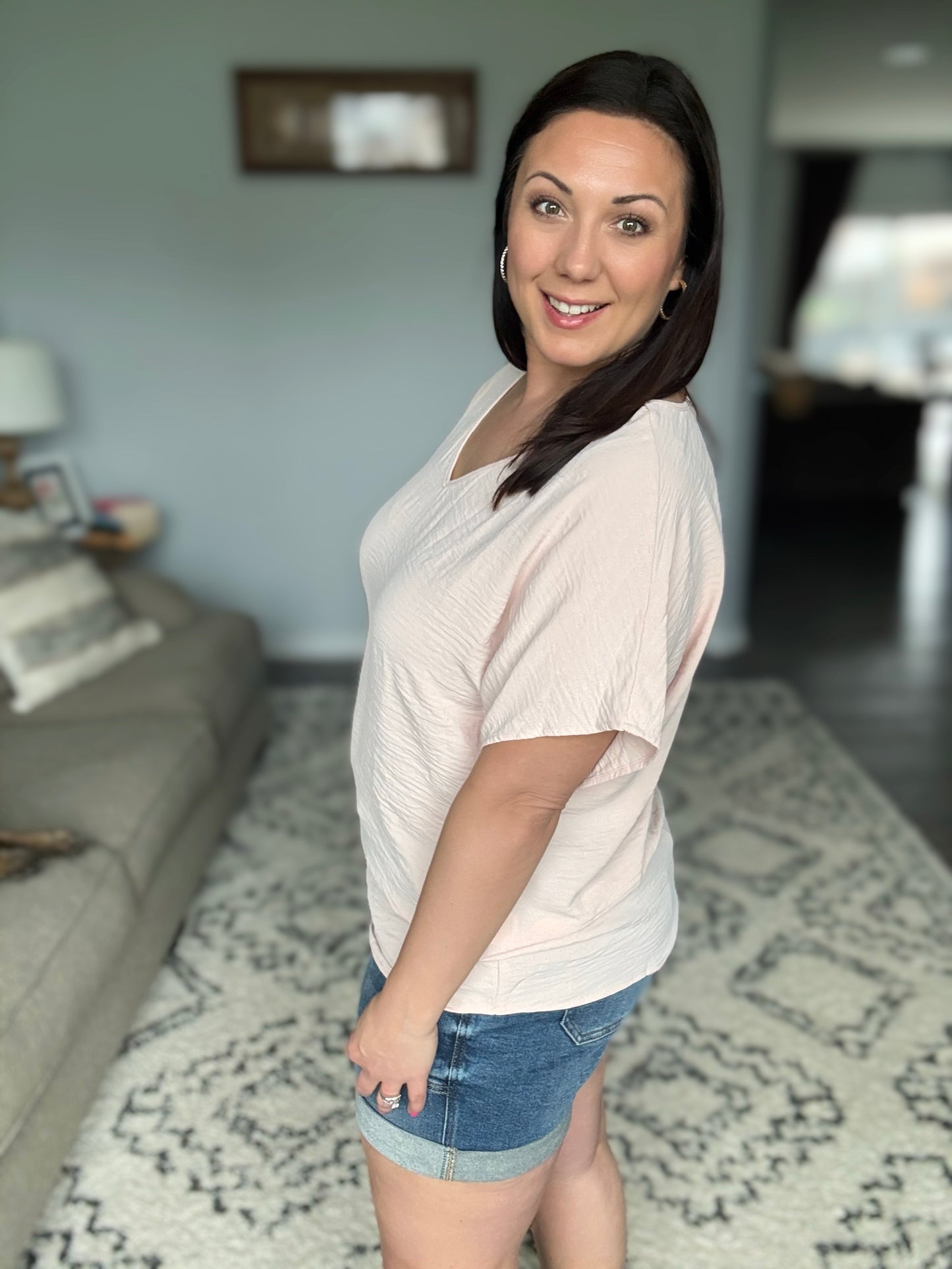 Frequently Asked Questions V-Neck Top in Blush