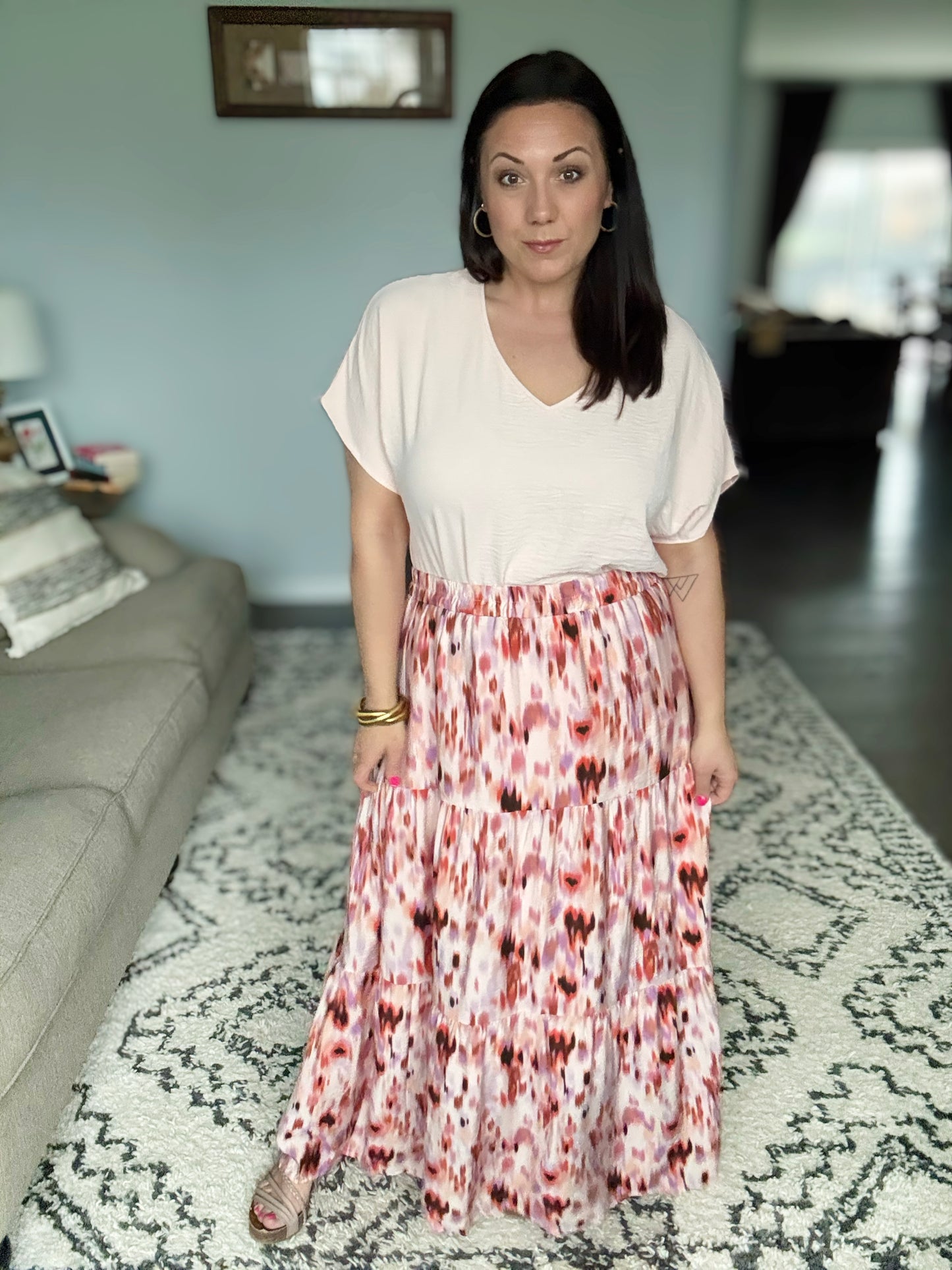 Words Fail Me Watercolor Print Maxi Skirt