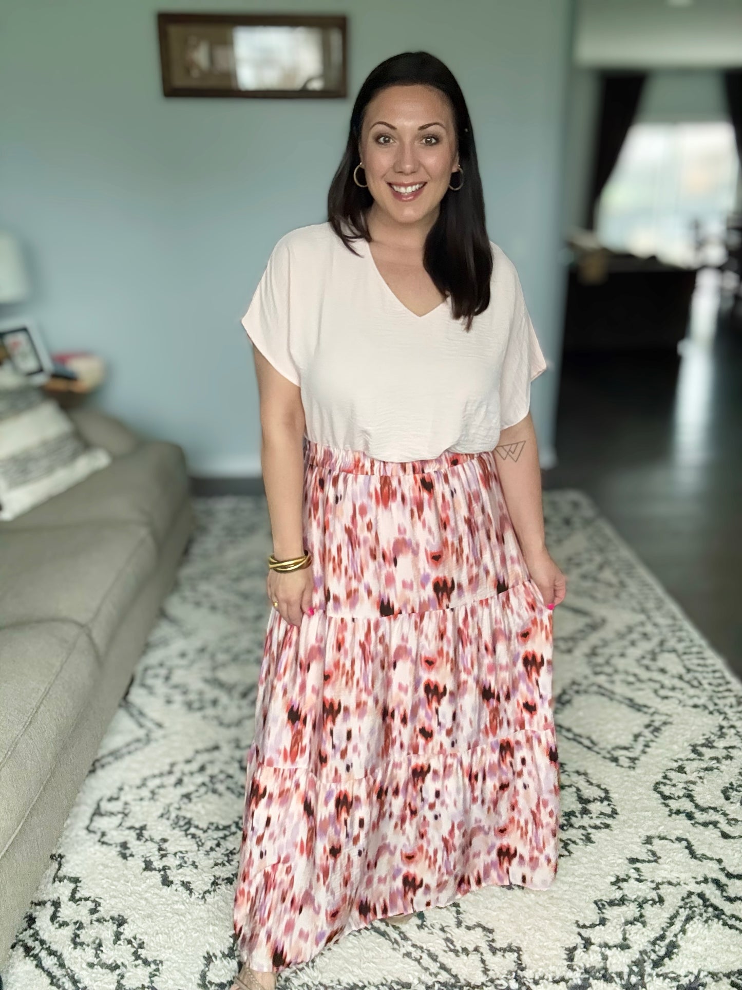 Words Fail Me Watercolor Print Maxi Skirt