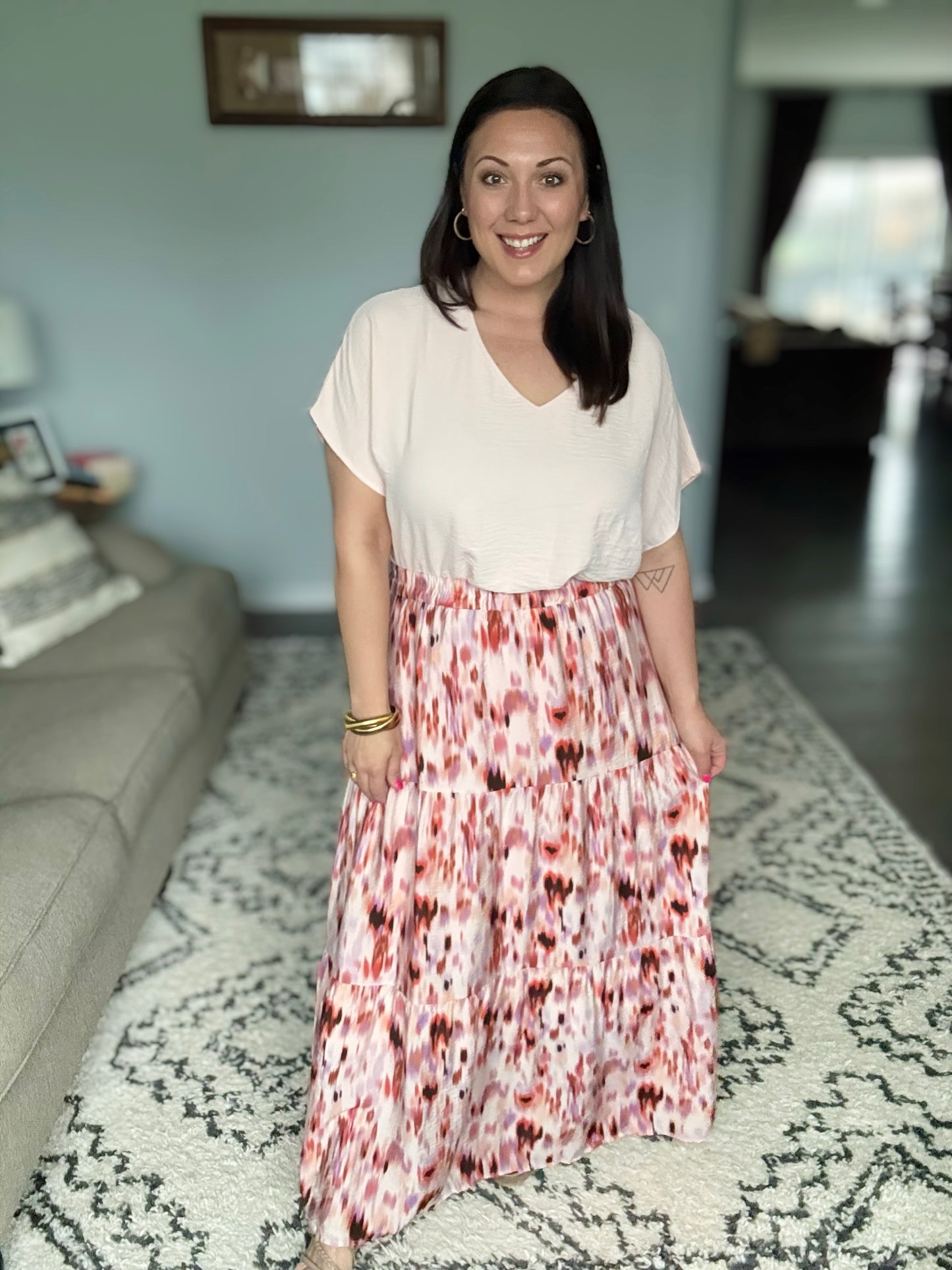 Words Fail Me Watercolor Print Maxi Skirt