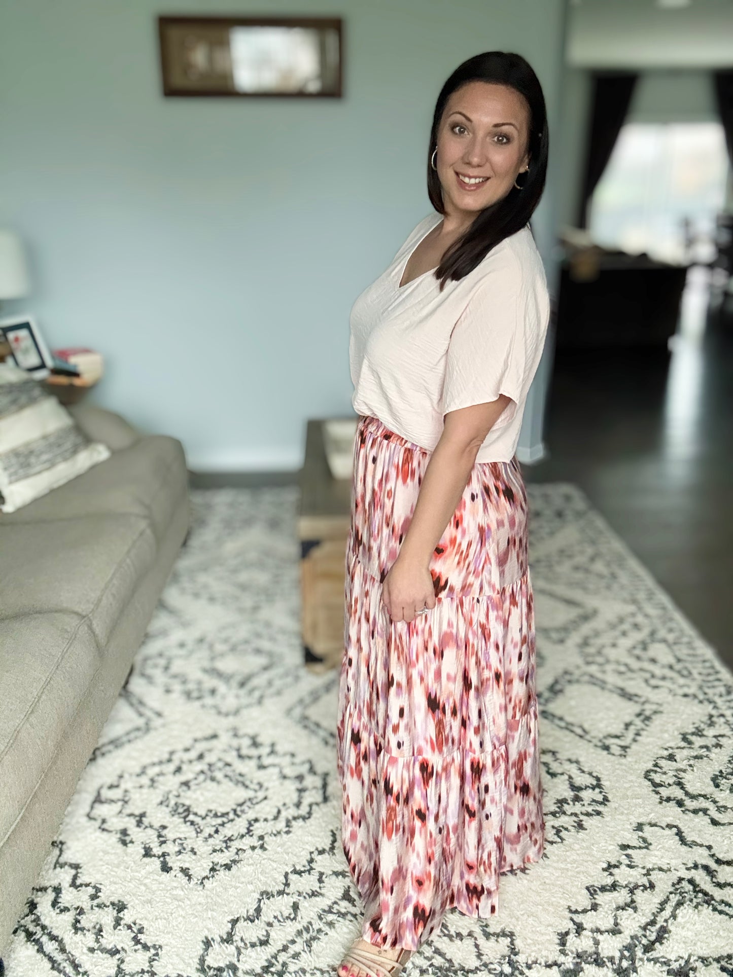 Words Fail Me Watercolor Print Maxi Skirt