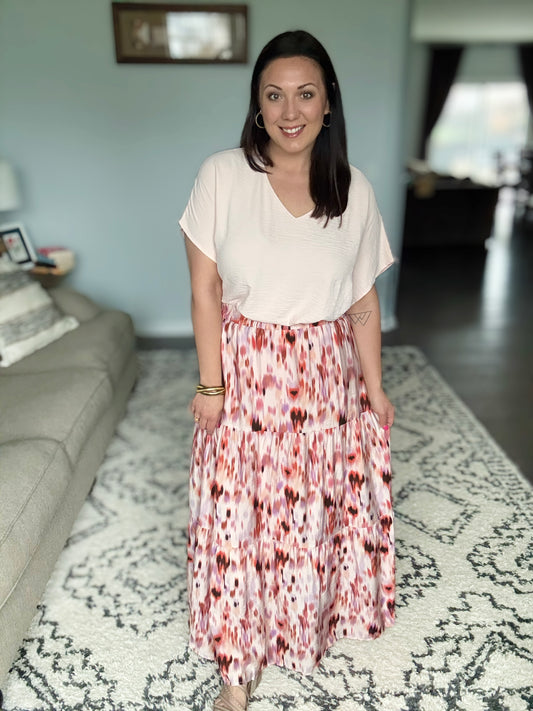 Words Fail Me Watercolor Print Maxi Skirt
