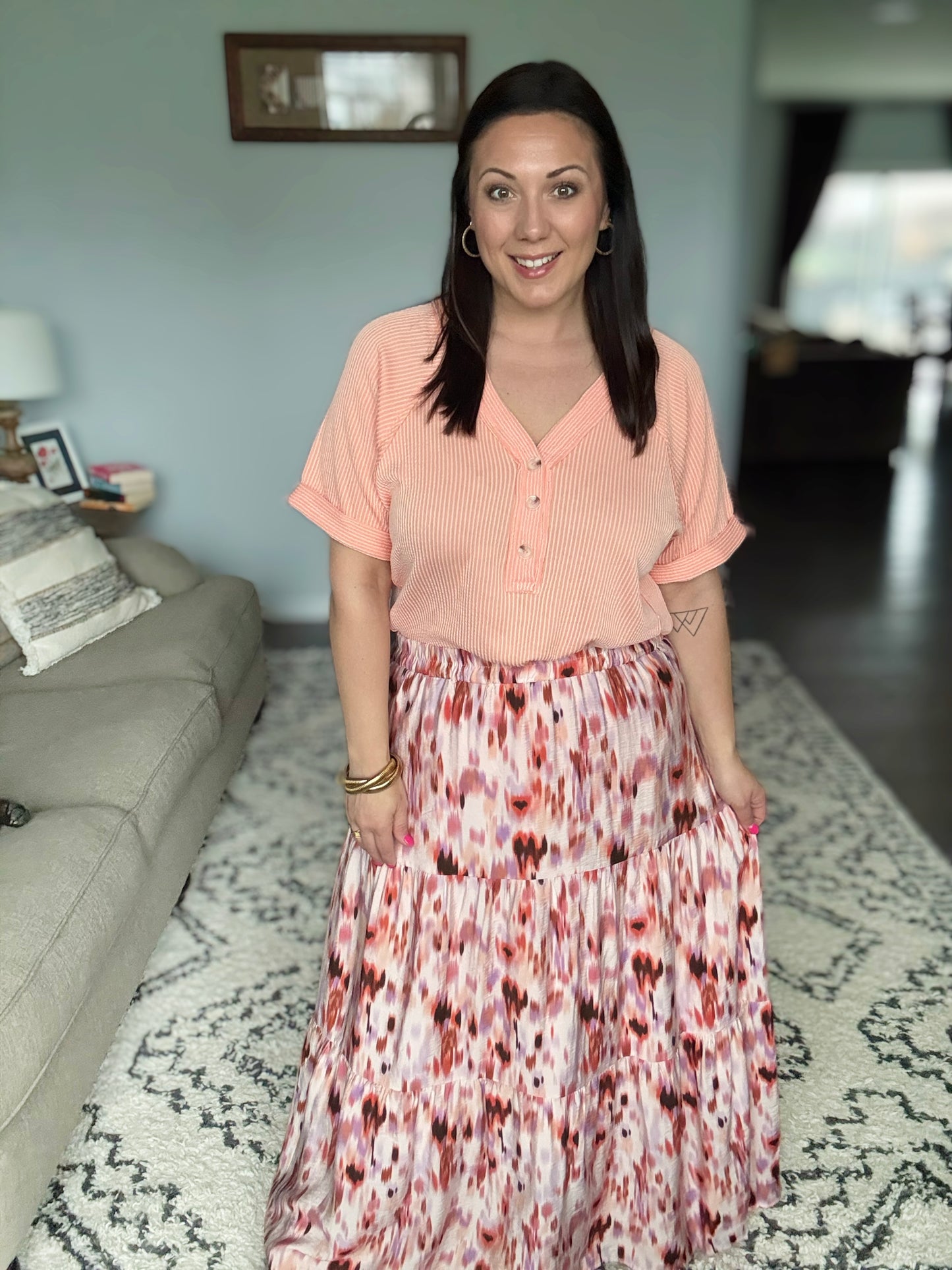 Words Fail Me Watercolor Print Maxi Skirt