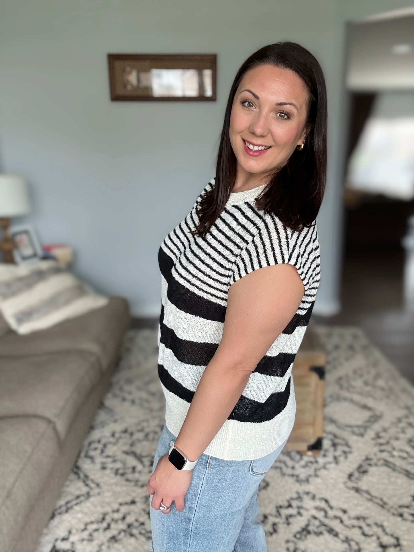 Chic and Sweet Striped Knit Top