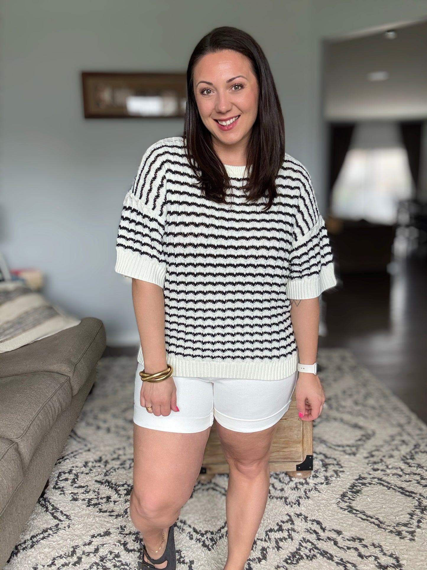 Ainsley High Rise Double Roll Cuffed Shorts in White
