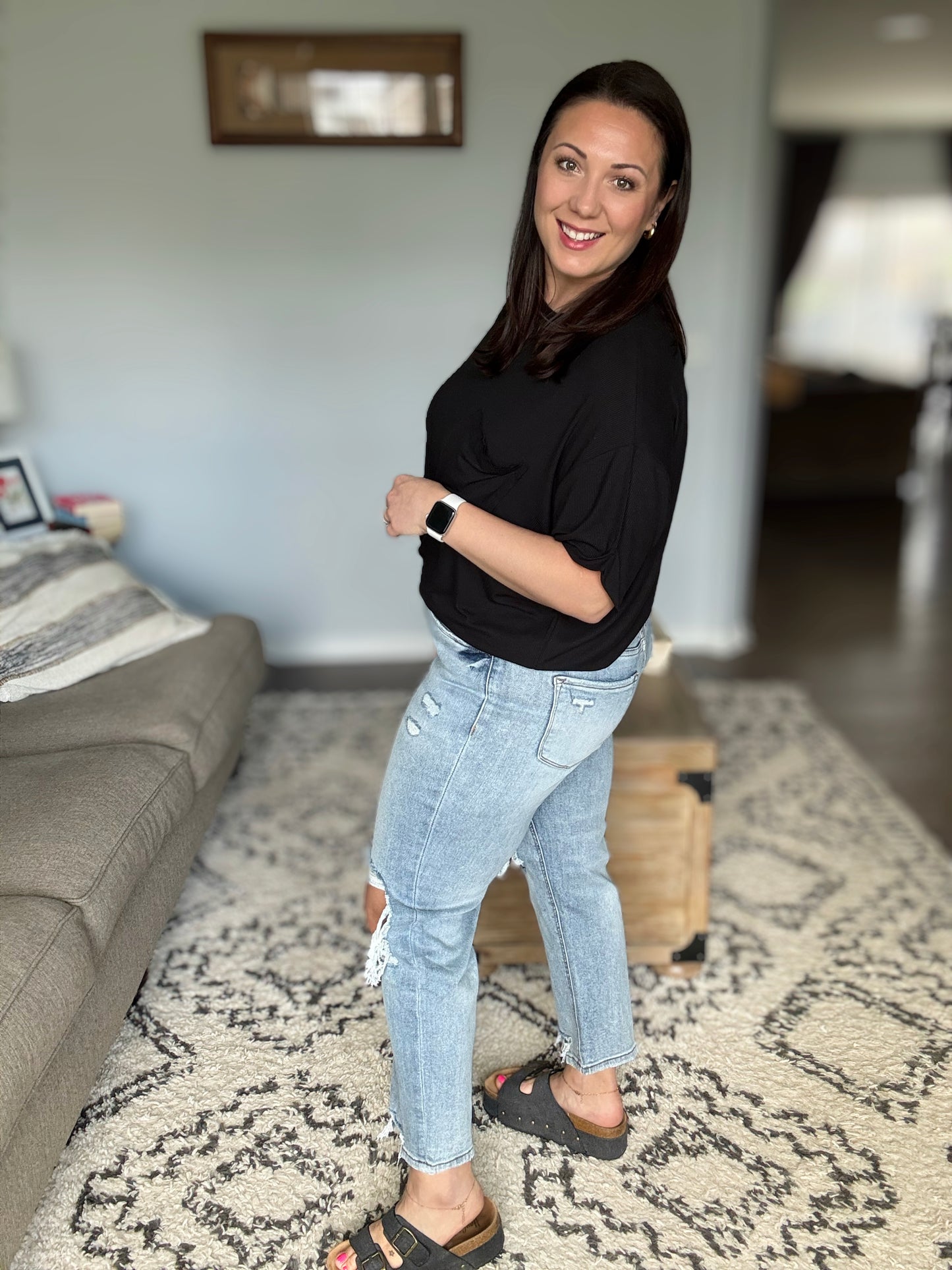 Rizzo High Rise Crop Straight Jeans