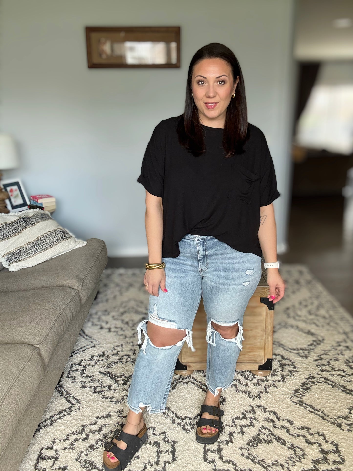 Rizzo High Rise Crop Straight Jeans