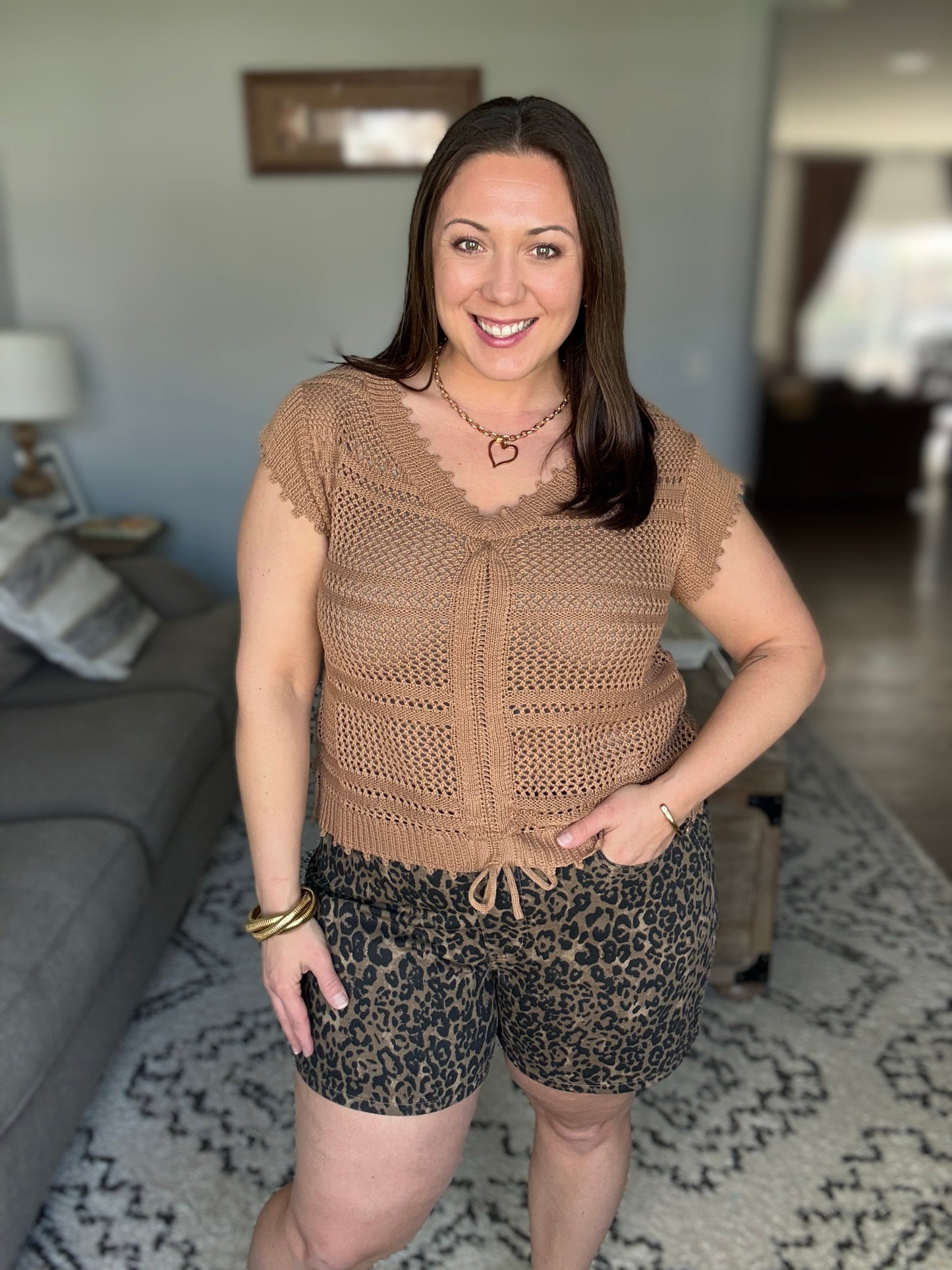 Ruched Sweater Knit Top In Sahara