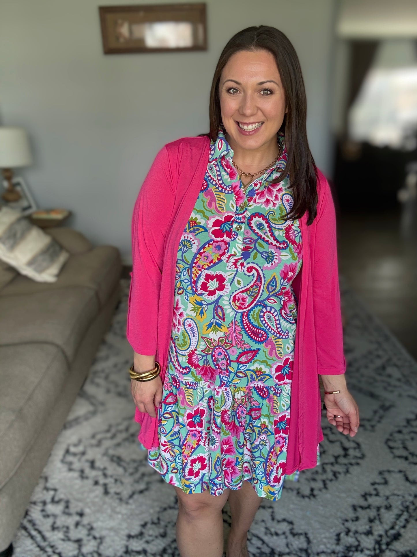 Coral Sands Collared Tank Dress in Light Floral Paisley