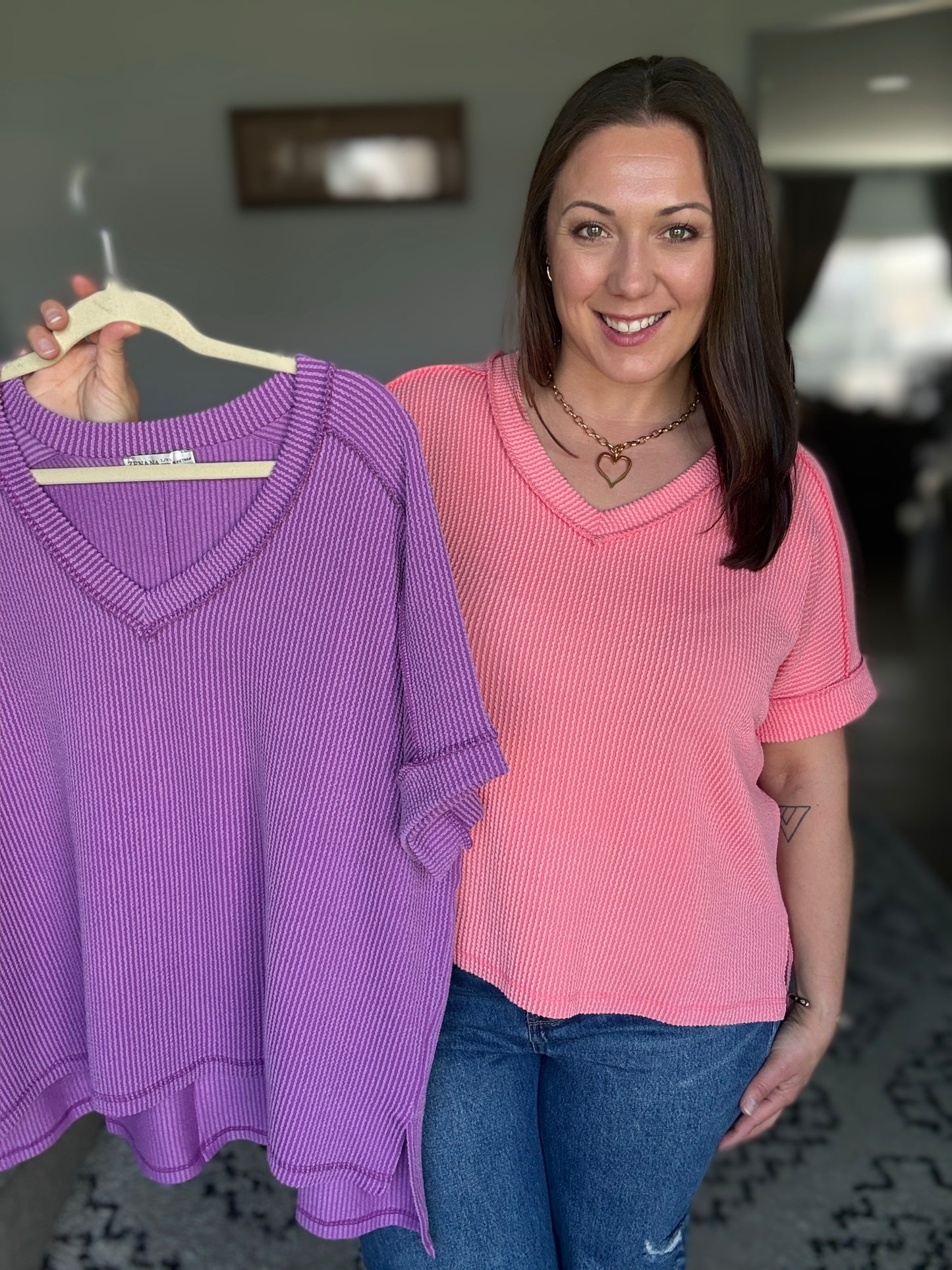 Growing Restless V-Neck Tee in Light Plum