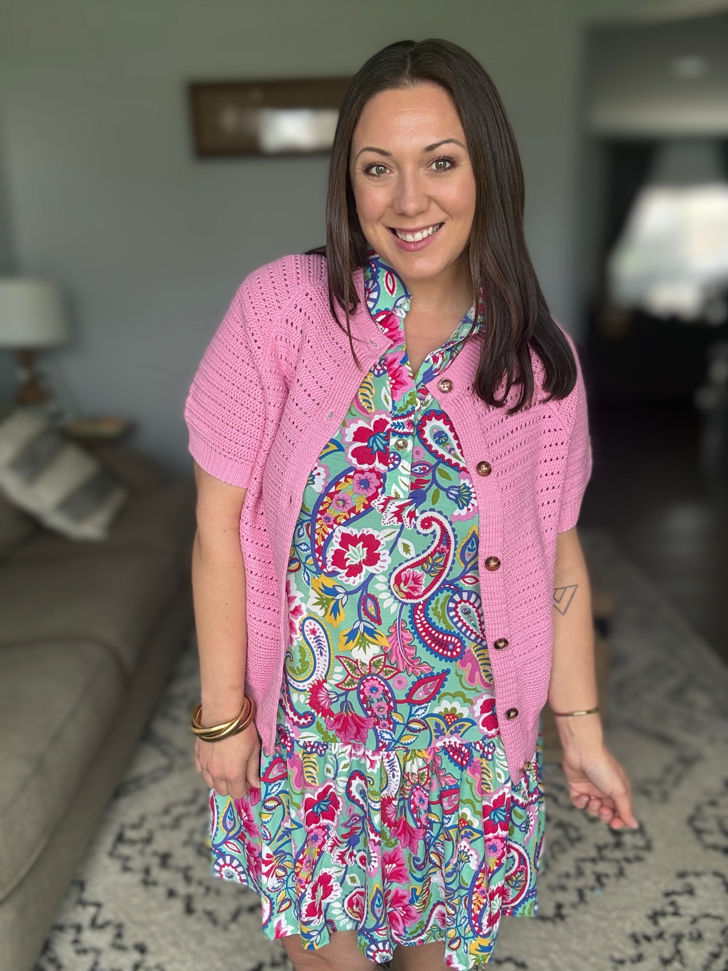 Coral Sands Collared Tank Dress in Light Floral Paisley
