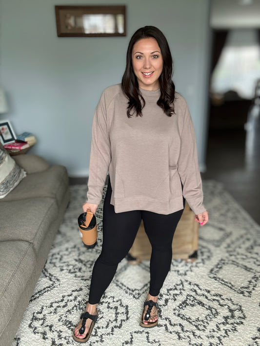 It's The Little Things Relaxed Scuba Pullover in Cocoa