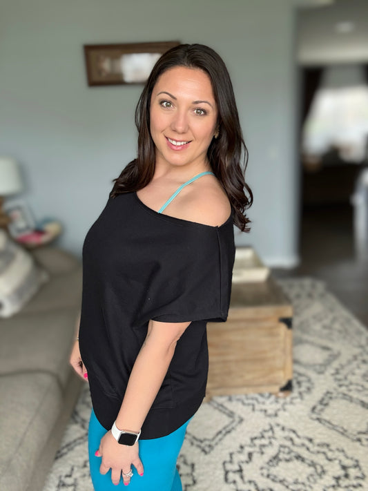 Pilates Princess Off Shoulder Top in Black