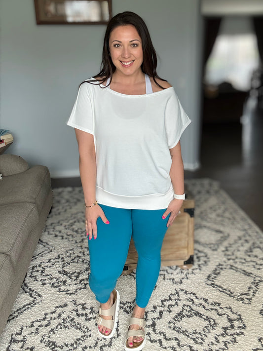 Pilates Princess Off Shoulder Top in Off White