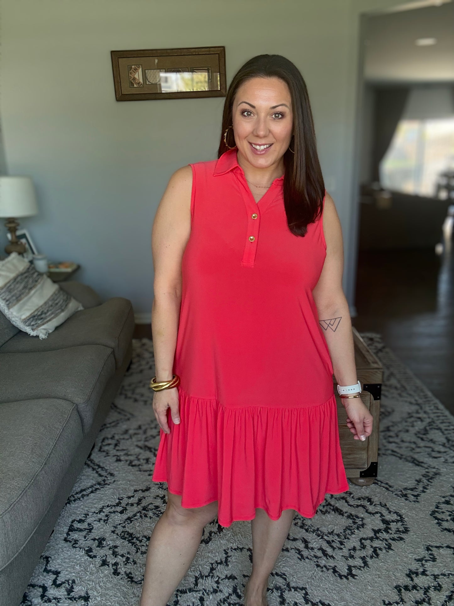 Coral Sands Collared Tank Dress in Tomato Red