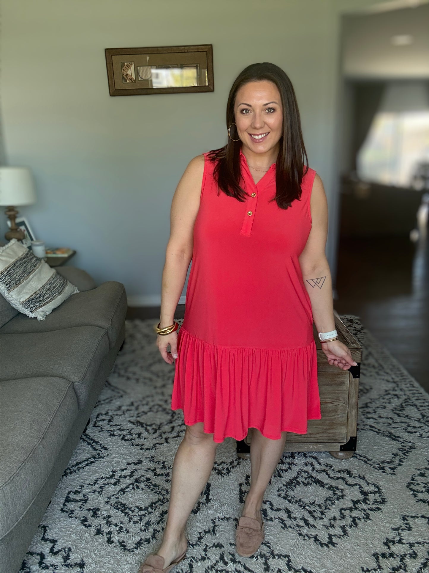 Coral Sands Collared Tank Dress in Tomato Red