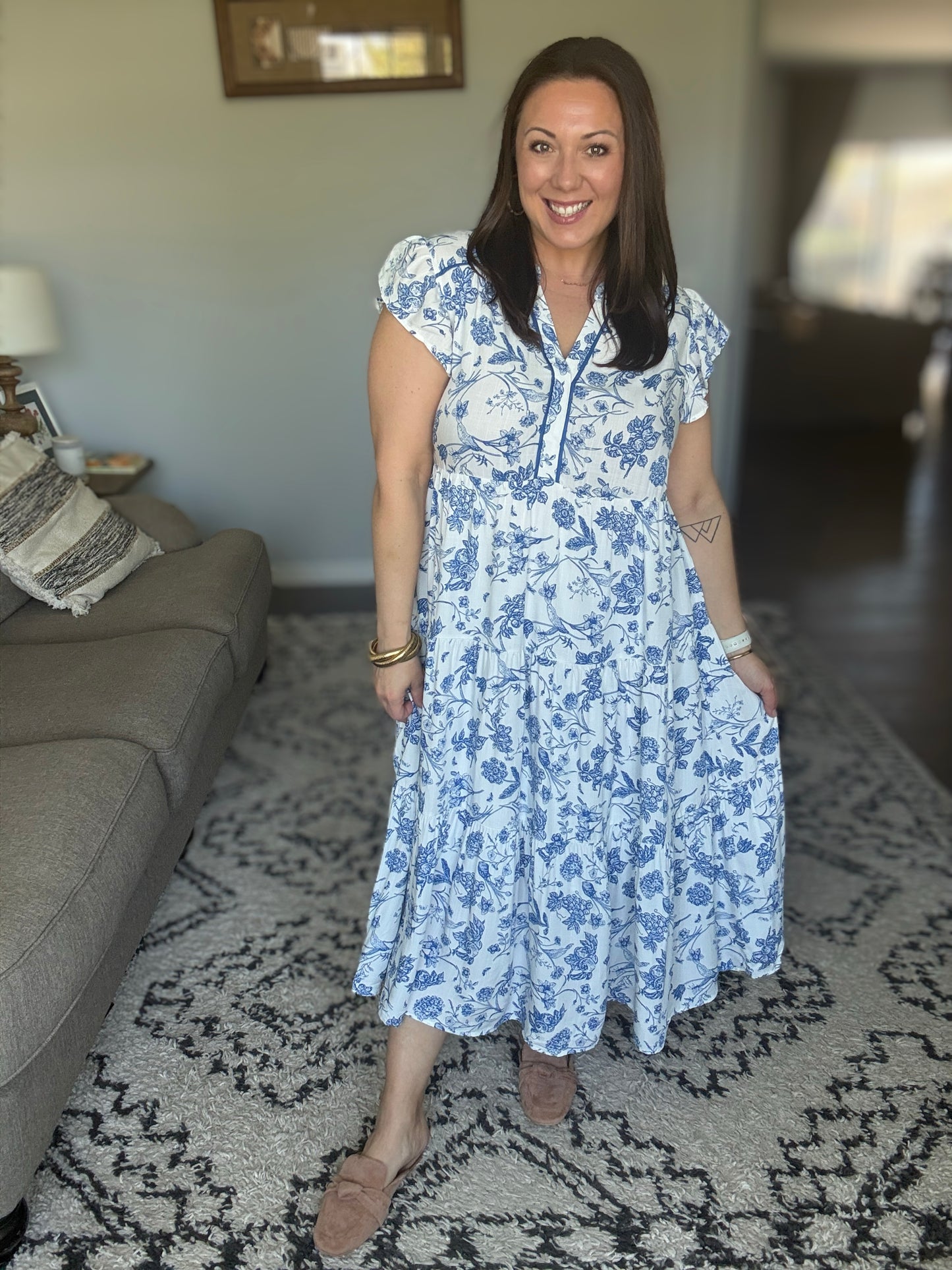 The Missing Piece Tiered Flutter Sleeve Dress