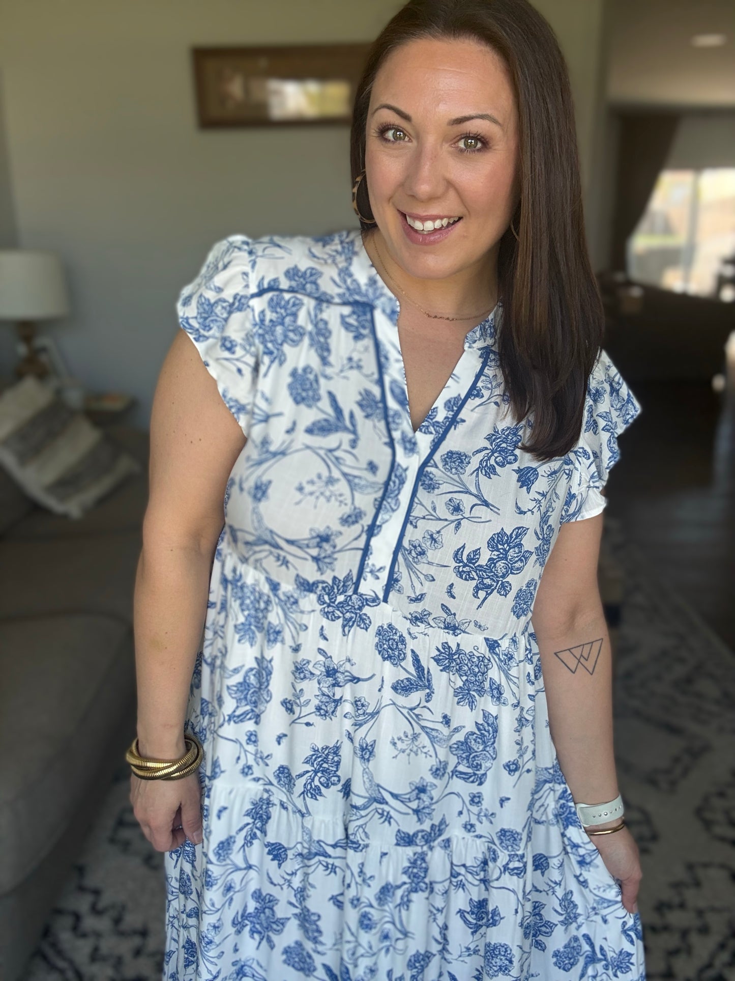 The Missing Piece Tiered Flutter Sleeve Dress