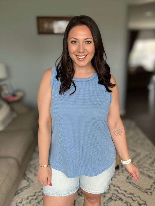 Thread Theory Round Neck Tank in Denim Blue