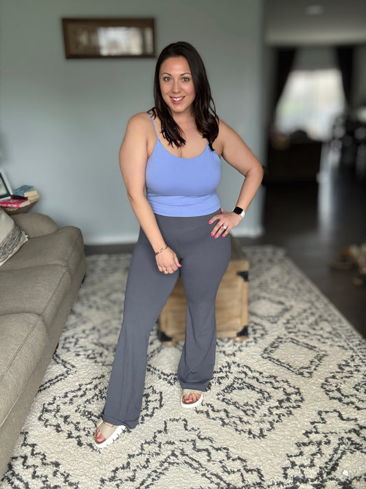 Motion Mastery Flared Yoga Pants in Titanium