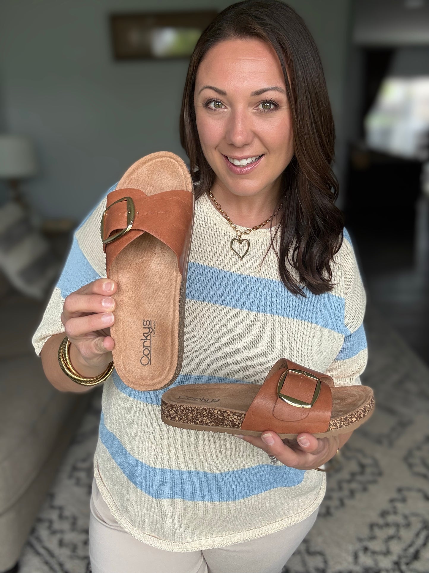 Road Trip Sandals by Corky's In Cognac