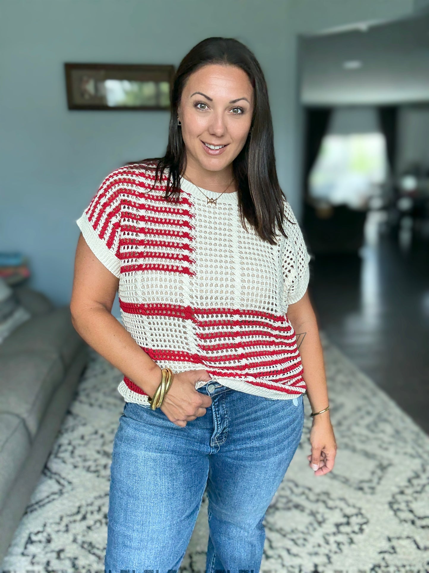 Vibes Don't Lie Net Short Sleeve Top