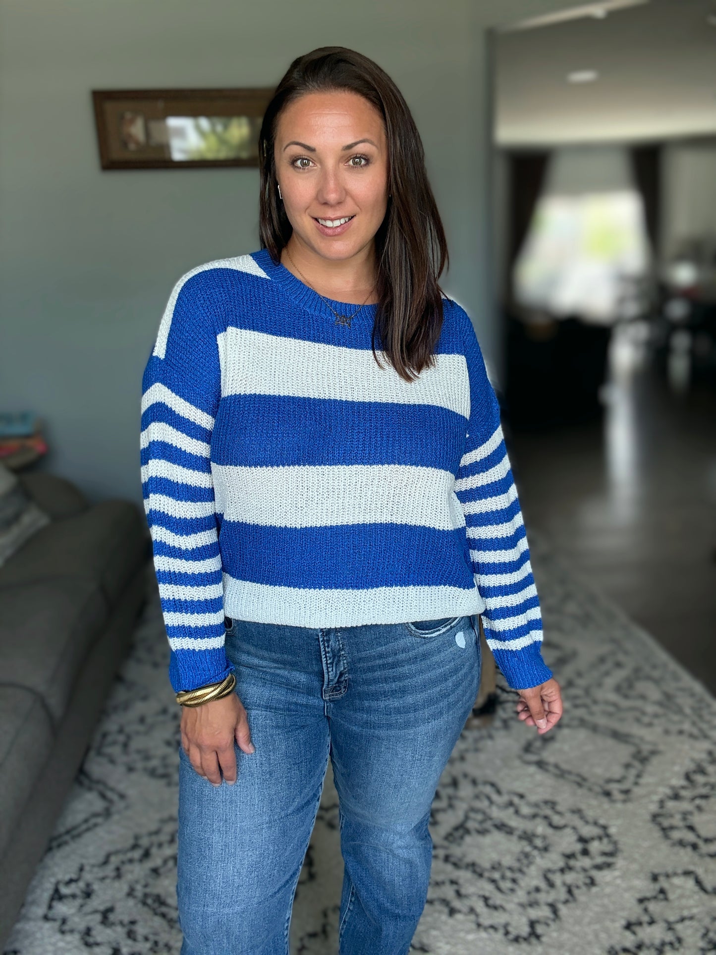 Casual Chaos Drop Shoulder Sweater in Royal Blue