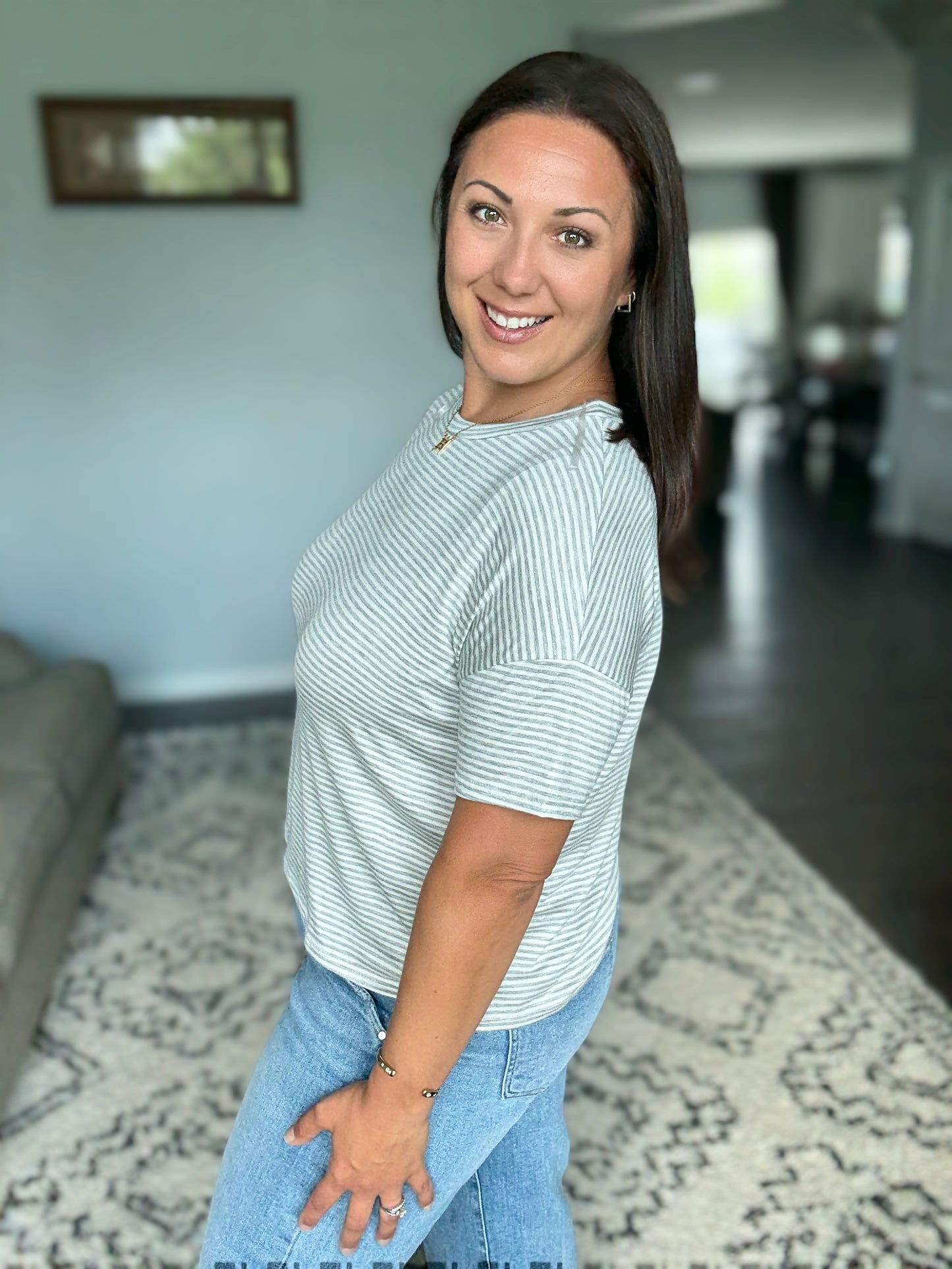 Mood Swingin' Casual Drop Shoulder Tee in Grey