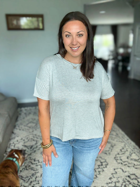 Mood Swingin' Casual Drop Shoulder Tee in Grey