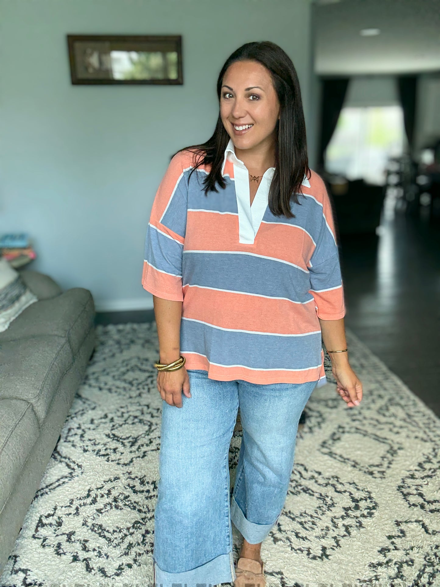 RISEN Willow Tummy Control High Rise Ankle Wide Cuffed Jeans