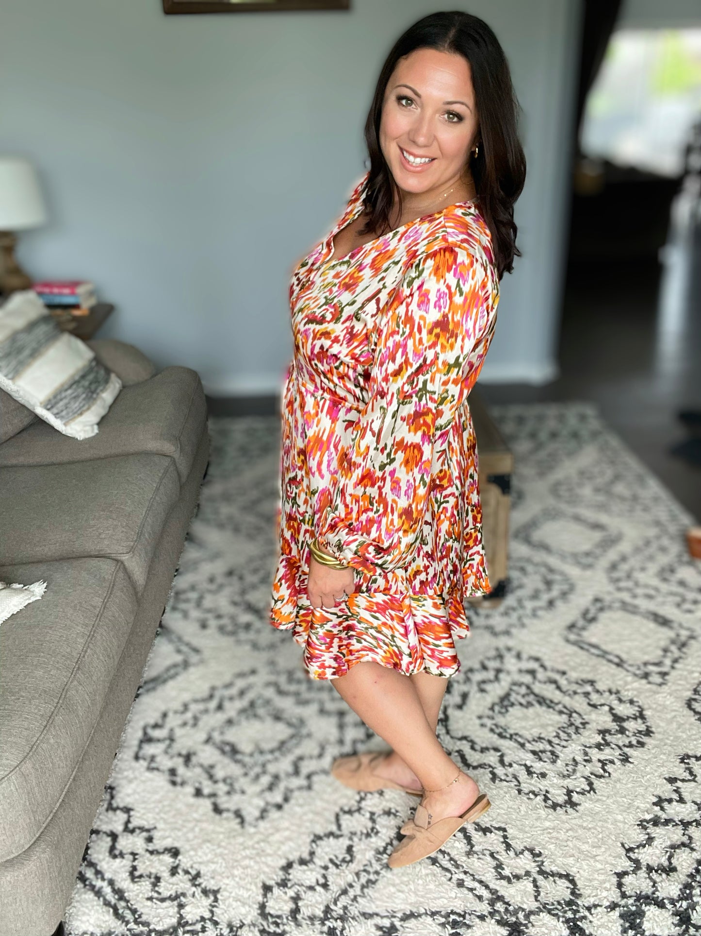 Once Upon a Dream V-Neck Balloon Sleeve Dress