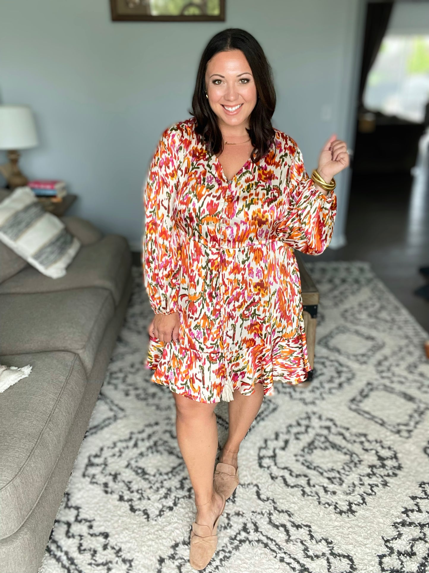 Once Upon a Dream V-Neck Balloon Sleeve Dress